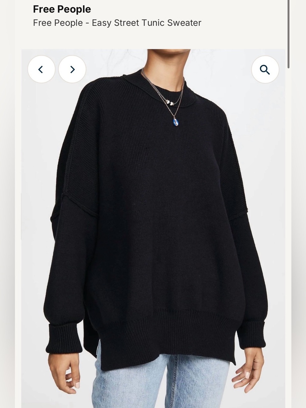 Free People Black Easy Street Oversized Crew Sweater